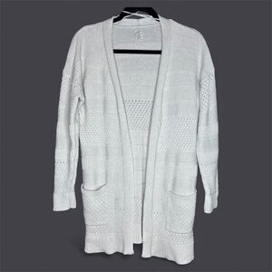 Joie Women's Corley Pointelle Knit Open Front Long Crochet Cardigan Sweater - M